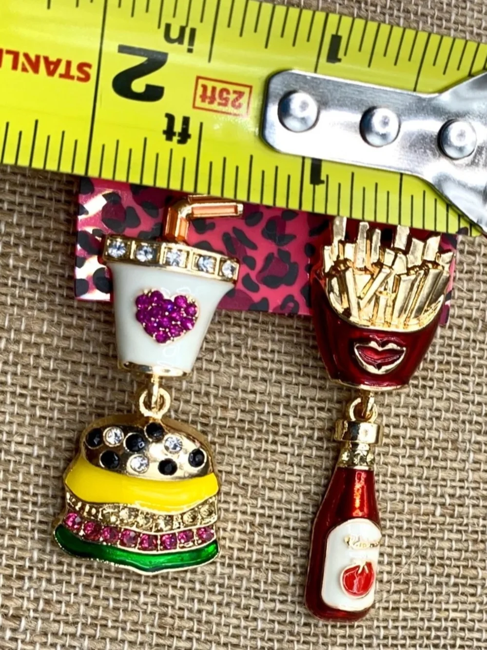 Betsey Johnson Asymmetrical Multicolor Fast Food Dangle Earrings